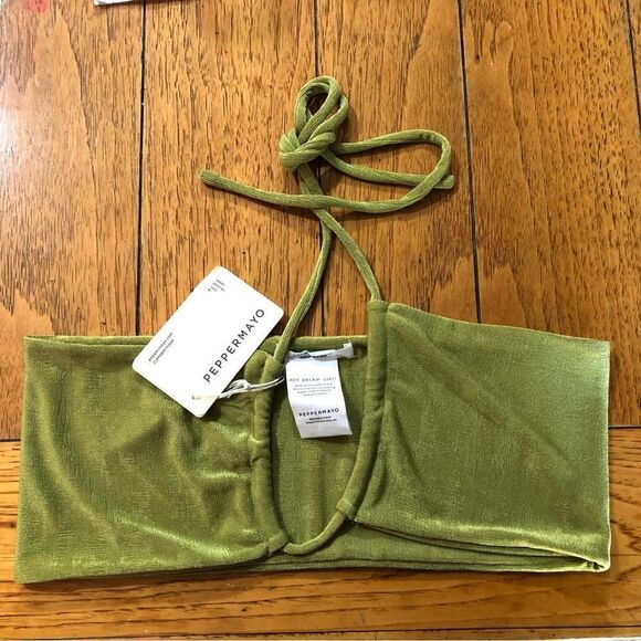 NWT Peppermayo Pool Suite Crop Halter Top Lime Green - 10 - Picture 2 of 8